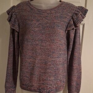 Time and Tru Women's Multi Color Ruffle Sweater